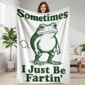 Funny Frog Farting Print Flannel Blanket Cozy Warm Lightweight Microfiber Throw Blanket For Living Room Couch Bedroom Bed Travel Outdoor Camping Picnic Holiday Gift