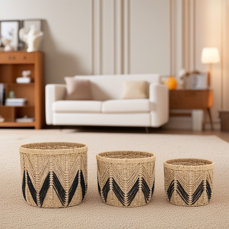 Rattan storage basket desktop hand-woven basket storage frame decorative basket paper basket sorting storage box